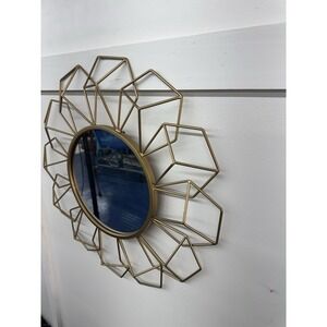 Gold Metal Geometrical Shaped Mirror‎ 22x23x2